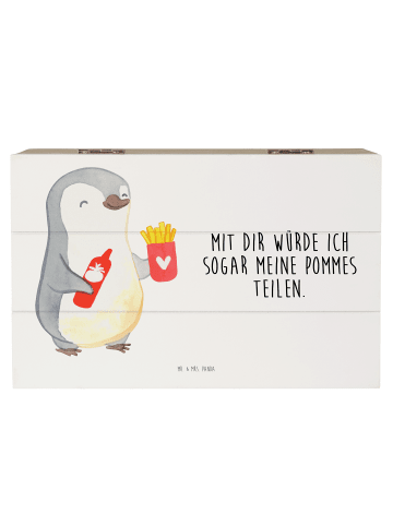Mr. & Mrs. Panda Geschenkbox Pinguin Pommes mit Spruch in Weiß
