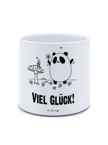 Mr. & Mrs. Panda Blumenübertopf Panda Glück mit Spruch in Weiß