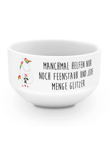 Mr. & Mrs. Panda Müslischale Einhorn Traurig mit Spruch in Weiß