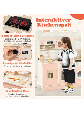 COSTWAY Kinderküche Spielküche ab 3 Jahren in Rosa