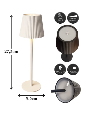 Coen Bakker LED Tischlampe dimmbar Touch Farbwechsler IP44 Innen & Außen 27,5x9,5cm in Sand