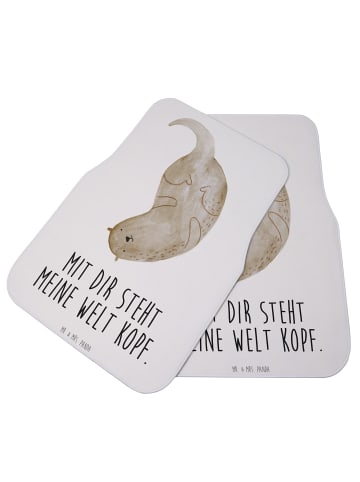 Mr. & Mrs. Panda Fußmatte Auto Otter Kopfüber mit Spruch in Weiß