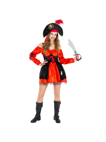 tectake Sehr kurzes Kleid und flotter Piratenhut, rot