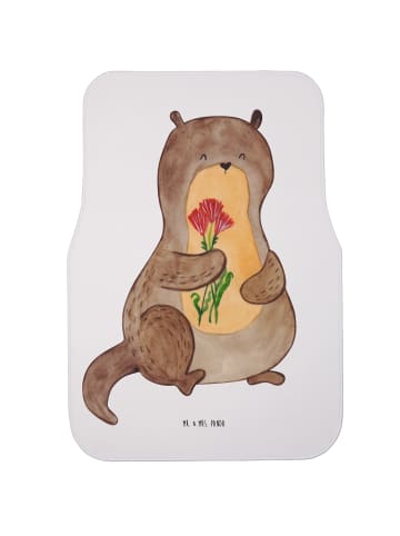 Mr. & Mrs. Panda Fußmatte Auto Otter Blumenstrauß ohne Spruch in Weiß