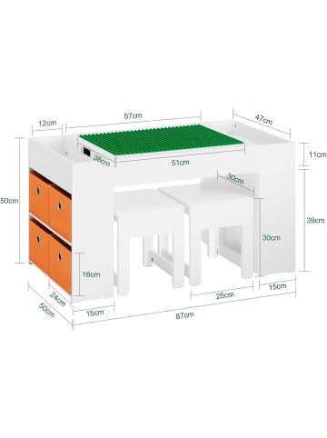 SoBuy 3-teilig Set Kindertisch in Weiß - (B)87 x (H)50 x (T)50cm