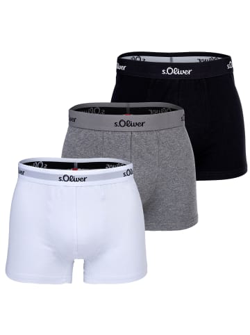 S. Oliver Boxershort 3er Pack in Grau/Schwarz/Weiß