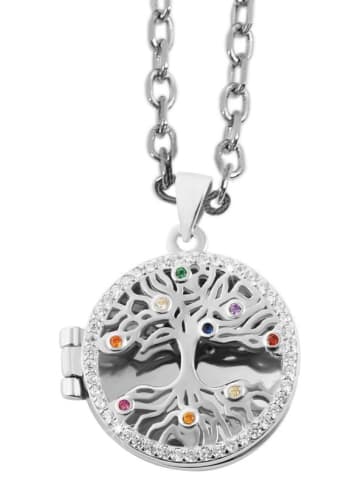 Adeliás Damen Anhänger Lebensbaum aus 925 Silber mit Zirkonia in bunt