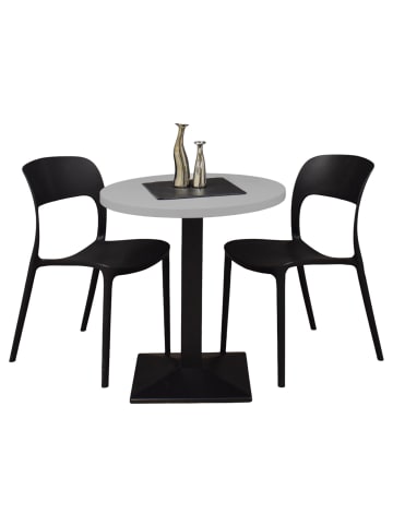 58 aufm Kessel BISTROTISCH rund Elanur 70 cm schwarz matt/kreidegrau matt lack