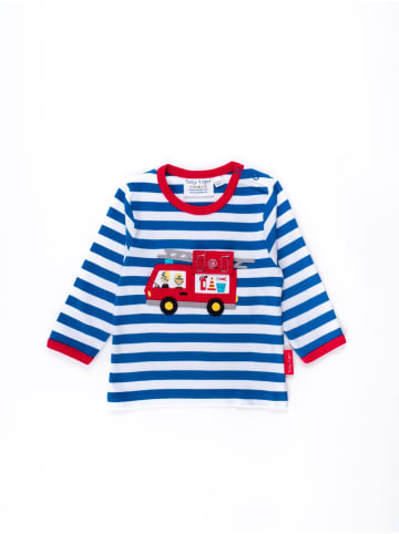 Toby Tiger Langarmshirt mit Feuerwehrauto Applikation in blau