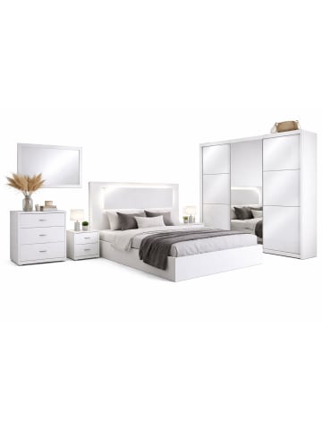 Feldmann-Wohnen Schlafzimmer-Set 6-teilig weiß Hochglanz 608 / 204 / 212cm