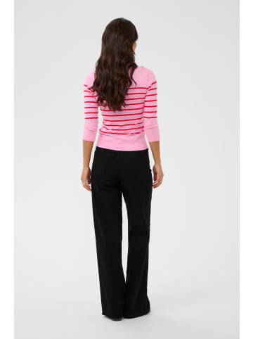Kaffe Strickpullover KAlizza Tight fit in Pink Frosting/Red Stripes