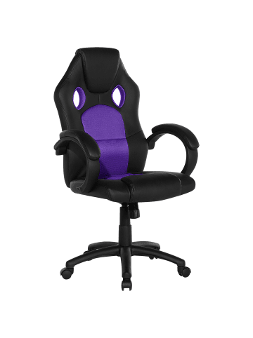 Beliani Gaming Stuhl FIGHTER in Schwarz/Violett - (W) 65 x (H) 108 x (L) 65 cm