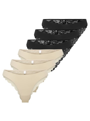 ONLY Slip 6er Pack in Schwarz/Beige