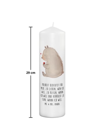 Mr. & Mrs. Panda Kerze Bär Marienkäfer mit Spruch in Weiß