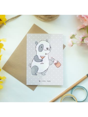 Mr. & Mrs. Panda Grußkarte Kneipenwirt Herz ohne Spruch in Grau Pastell
