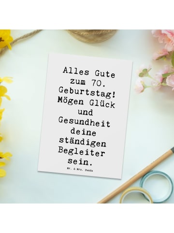 Mr. & Mrs. Panda Postkarte Spruch 70. Geburtstag Glück und Gesun... in Weiß