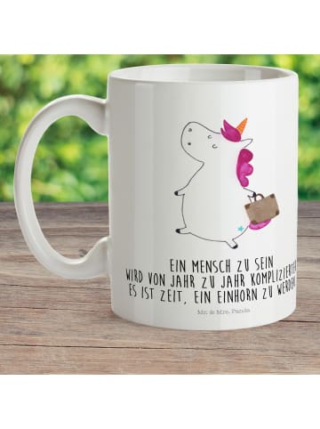 Mr. & Mrs. Panda Tasse Einhorn Koffer mit Spruch in Weiß