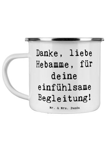 Mr. & Mrs. Panda Emaille Tasse Spruch Liebe Hebamme mit Spruch in Weiß