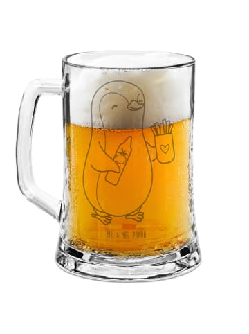Mr. & Mrs. Panda Bierkrug Pinguin Pommes ohne Spruch in Transparent