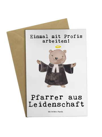 Mr. & Mrs. Panda Grußkarte Pfarrer Leidenschaft mit Spruch in Weiß