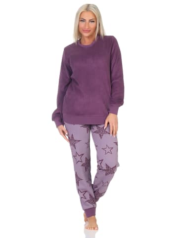 NORMANN Frottee Schlafanzug langarm Bündchen Sterne - 87130 in beere