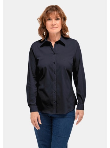 GOLDNER Kurzgröße:  Bluse Langarmbluse mit Elasthananteil in marine