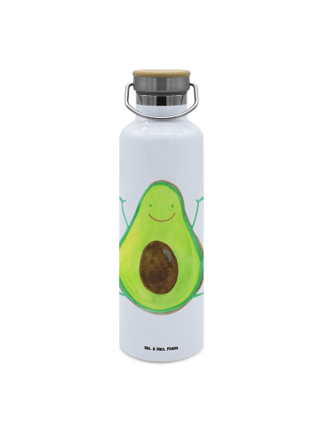 Mr. & Mrs. Panda Trinkflasche Avocado Glücklich ohne Spruch in Weiß