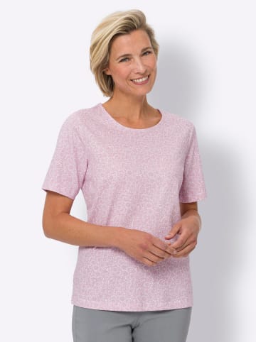 Sieh an! Kurzarmshirt in ecru-rosé-bedruckt