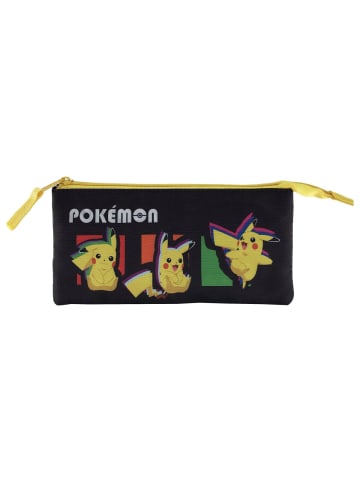 Pokémon Dreifach Federmäppchen 3 Fächer Federmappe mit Reißverschluss