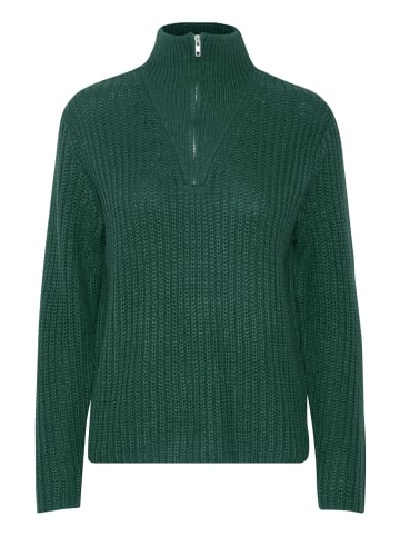 b.young Grobstrick Pullover Troyer Sweater mit Reißverschluss Kragen in Petrol