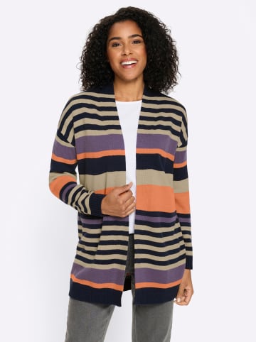 Sieh an! Long-Strickjacke in marine-sesam-gestreift