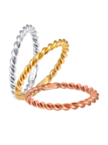 Elli Ring 925 Rosegold Kugel, Bi Color_Tri Color, Ring Set in Silber