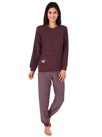 NORMANN Frottee Pyjama Schlafanzug Bündchen und Tier Applikation - 51794 in beere