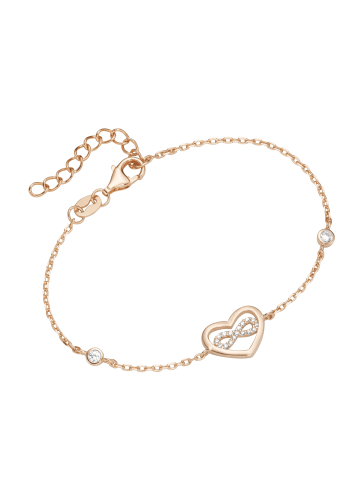 Smart Jewel Armband Herz Mit Infinity - Zeichen, Zirkonia Steine in Rosé vergoldet