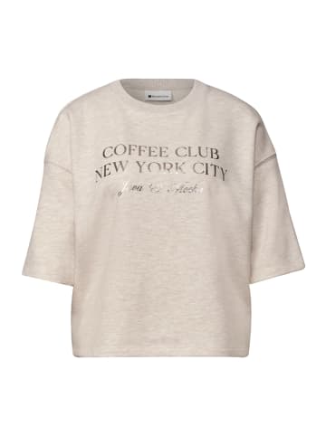 Street One Kurzarm Sweatshirt mit Wording in Clay Sand Mel.