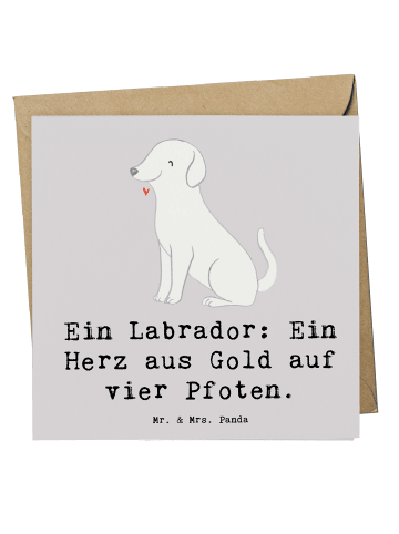 Mr. & Mrs. Panda Deluxe Karte Labrador Herz mit Spruch in Grau Pastell