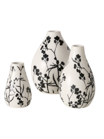 Boltze Vase BERRIES, handbemalt, 3er-Set in Weiß, Ø 9 cm