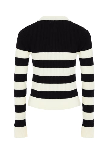 paino Damen Strickjacke in Wollweiss Schwarz