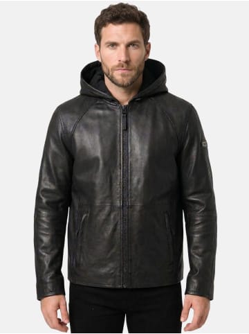 Tazzio Lederjacke "A805" - mit Kapuze - in Schwarz