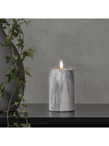 STAR Trading Kerze Flamme Marble, Stumpenkerze, Mamor-Design, LED, Timer, Warmweiß,