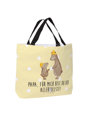 Mr. & Mrs. Panda Strandtasche Bären mit Hut mit Spruch in Gelb Pastell