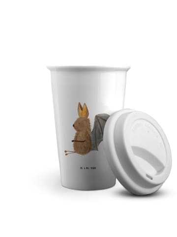 Mr. & Mrs. Panda Thermobecher Fledermaus Sitzen ohne Spruch in Weiß