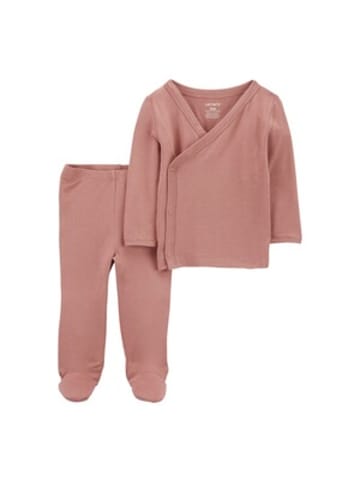 carter's 2-tlg. Set Wickelshirt langarm und Hose mit Fuß in Rosa