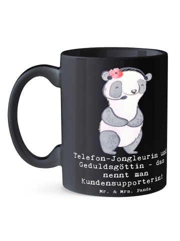 Mr. & Mrs. Panda Keramikbecher Meisterin Kundensupport mit Spruch in Schwarz