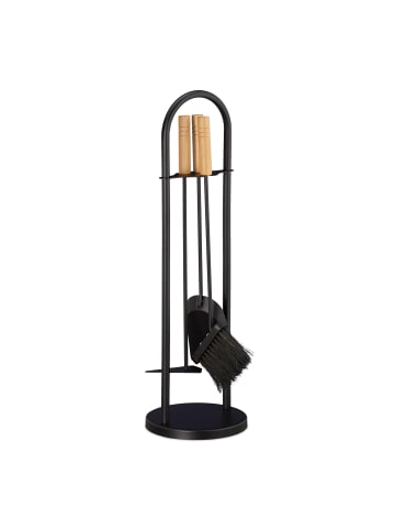 relaxdays 4er Set: Kaminbesteck in Schwarz