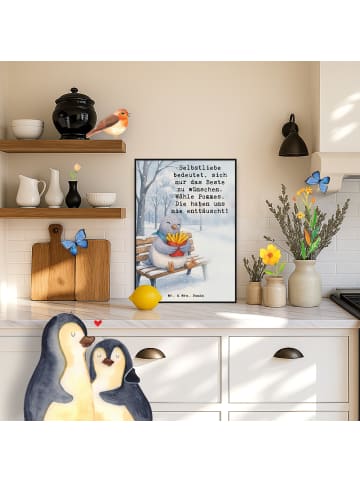 Mr. & Mrs. Panda Bild Taube Winter Pommes Design mit Spruch in Weiß