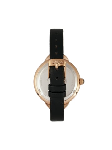 Bertha Madison Sunray Zifferblatt Lederarmbanduhr in Black/Rose Gold