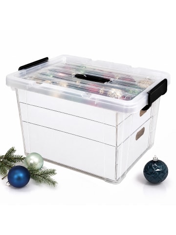 relaxdays Weihnachtskugel Aufbewahrungsbox in Transparent - (B)51 x (H)24,5 x (T)38,5 cm