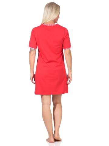 NORMANN Nachthemd kurzes Bigshirt KatzenApplikation - 65276 in rot