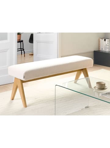 Beliani Bettbank TAMRE in Weiß/Braun - (W) 118 x (H) 48 x (L) 46 cm